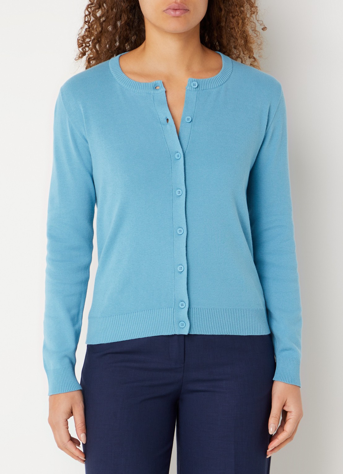 Benetton Fijngebreid vest met ronde hals - detail 4 aquablauw