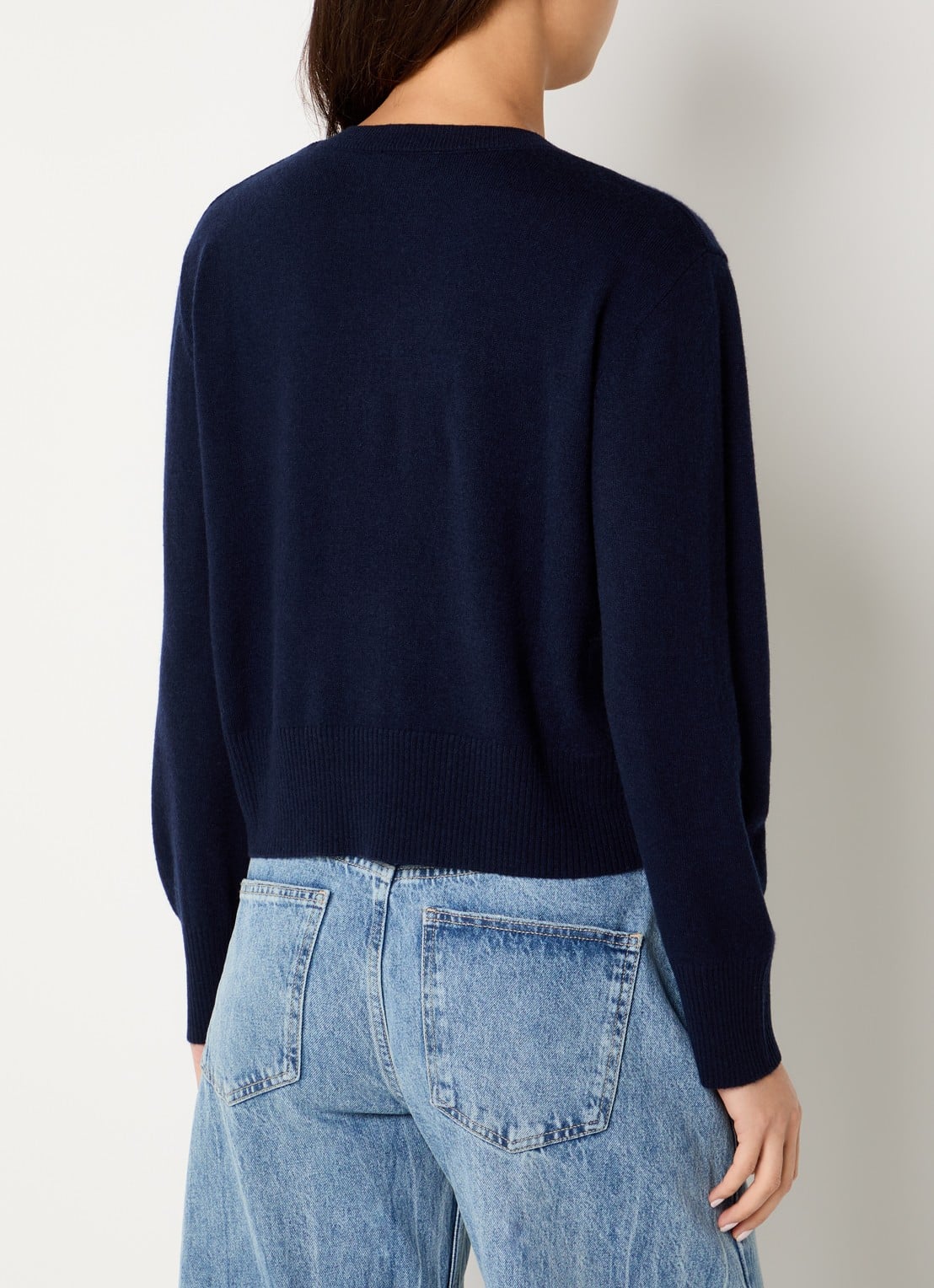 Benetton Fijngebreid vest met ronde hals - achterkant 2 donkerblauw