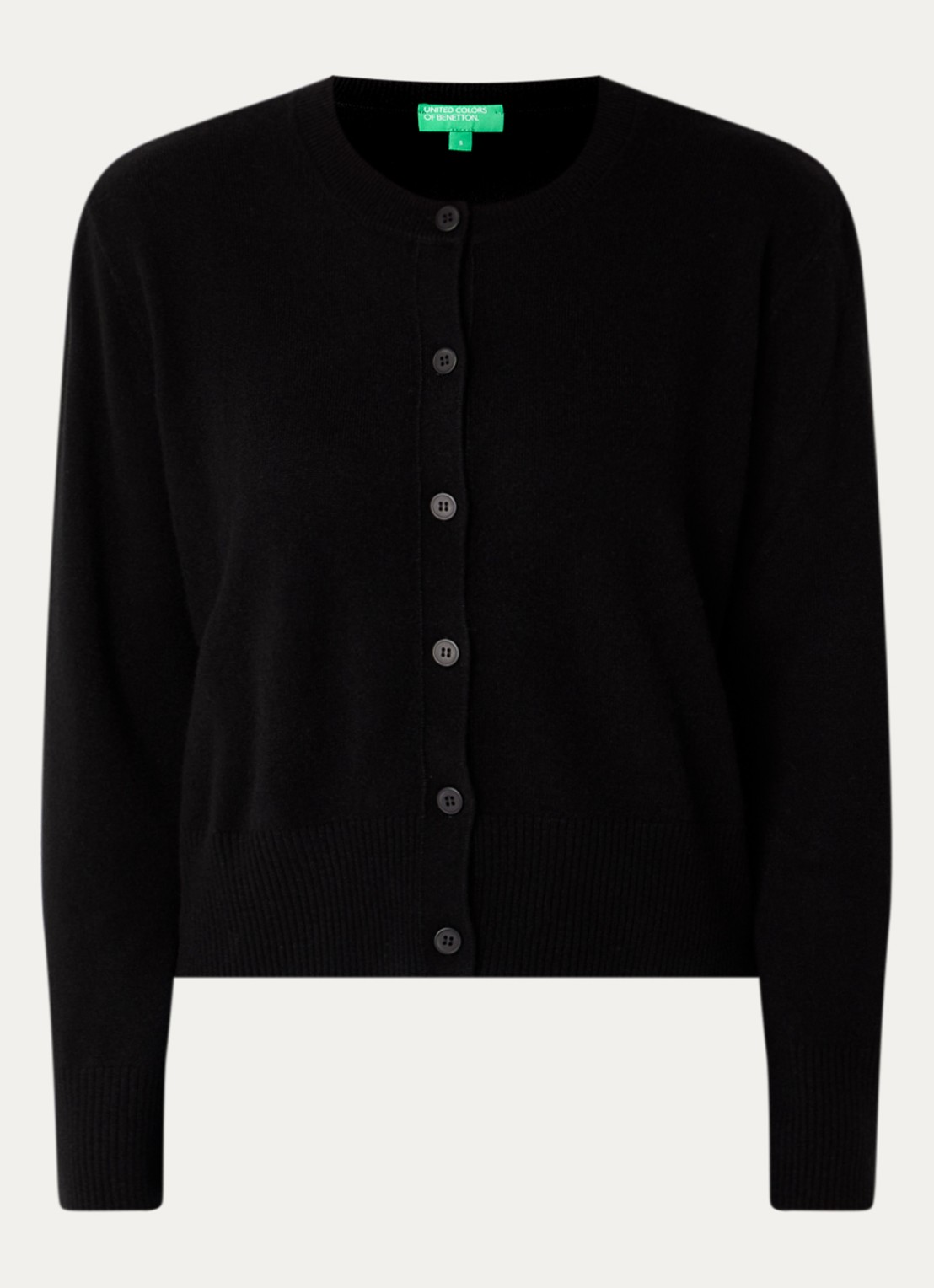 Benetton Fijngebreid vest met ronde hals - voorkant 3 zwart