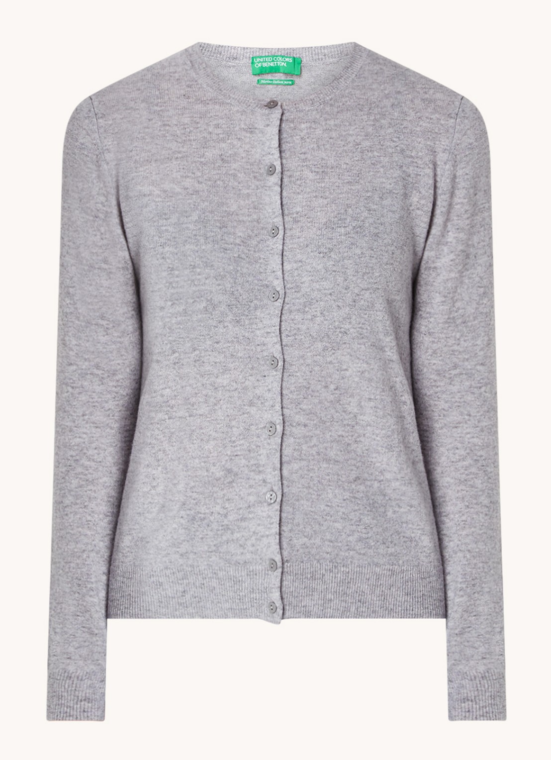 Benetton Fijngebreid vest van scheerwol met ronde hals - voorkant 2 lichtgrijs-501 / lichtgrijs