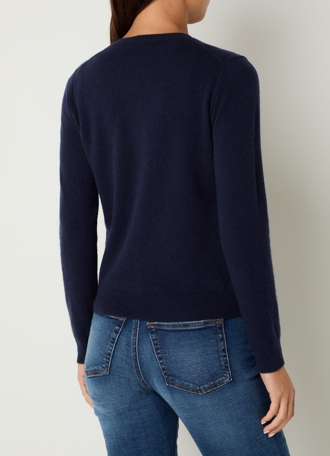 Benetton Fijngebreid vest van scheerwol met ronde hals - achterkant 4 donkerblauw