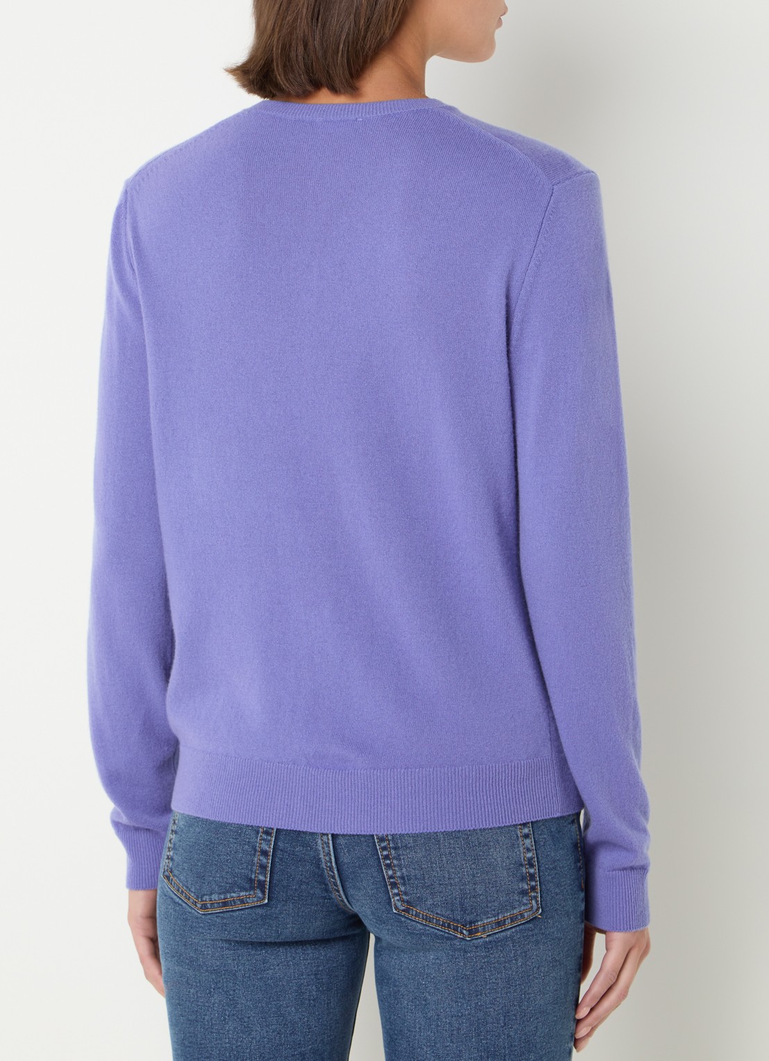 Benetton Fijngebreid vest van scheerwol met ronde hals - achterkant paars-36a / paars