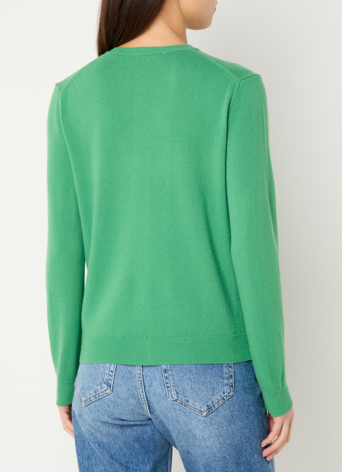 Benetton Fijngebreid vest van scheerwol met ronde hals - achterkant 3 groen-0r8  / groen