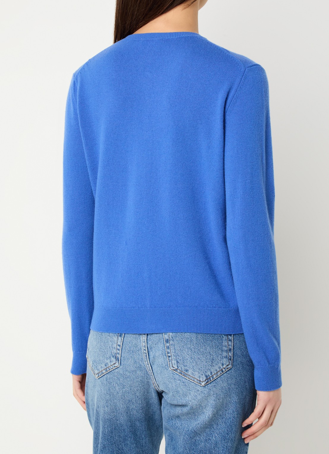 Benetton Fijngebreid vest van scheerwol met ronde hals - achterkant 4 felblauw-14q / royalblauw