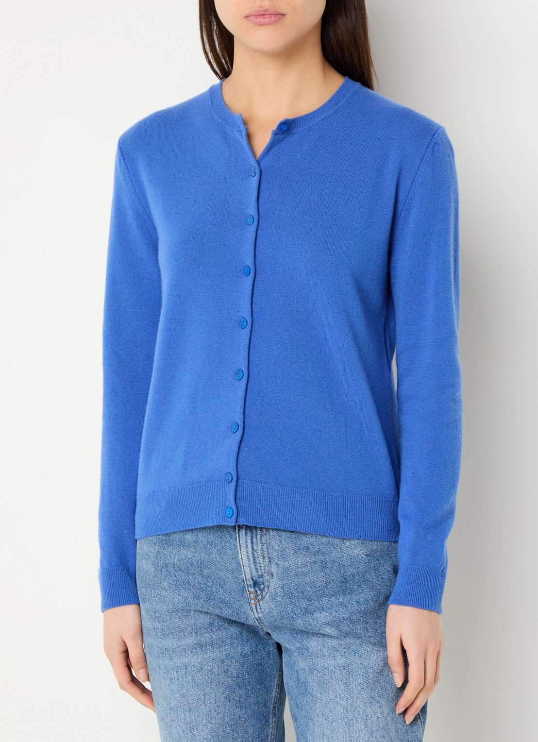 Benetton Fijngebreid vest van scheerwol met ronde hals - detail 3 felblauw-14q / royalblauw