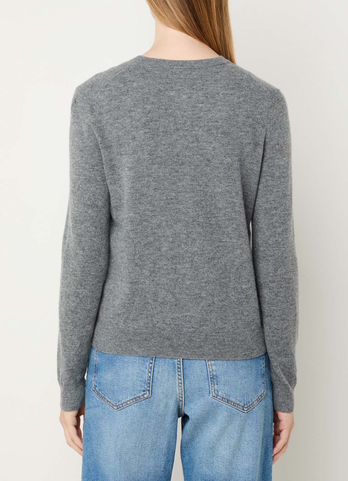 Benetton Fijngebreid vest van scheerwol met ronde hals - achterkant middengrijs-507