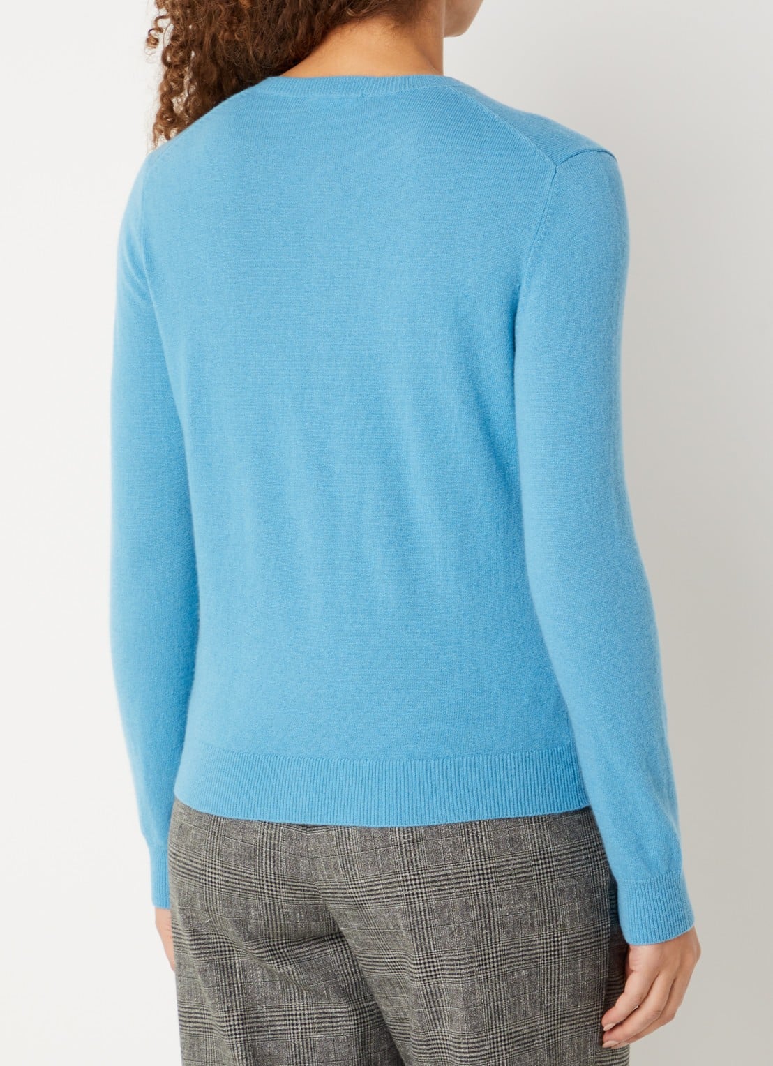 Benetton Fijngebreid vest van scheerwol met ronde hals - achterkant zeeblauw-23j / blauw