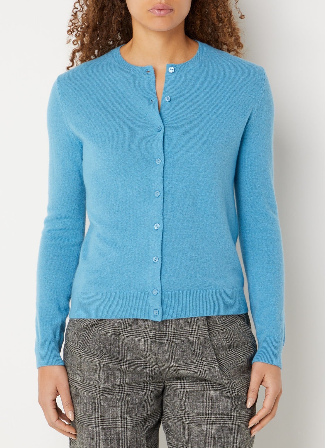 Benetton Fijngebreid vest van scheerwol met ronde hals - detail 2 zeeblauw-23j / blauw