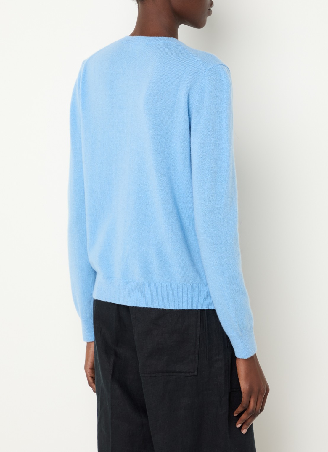 Benetton Fijngebreid vest van scheerwol met ronde hals - achterkant 4 lichtblauwmelee-93g