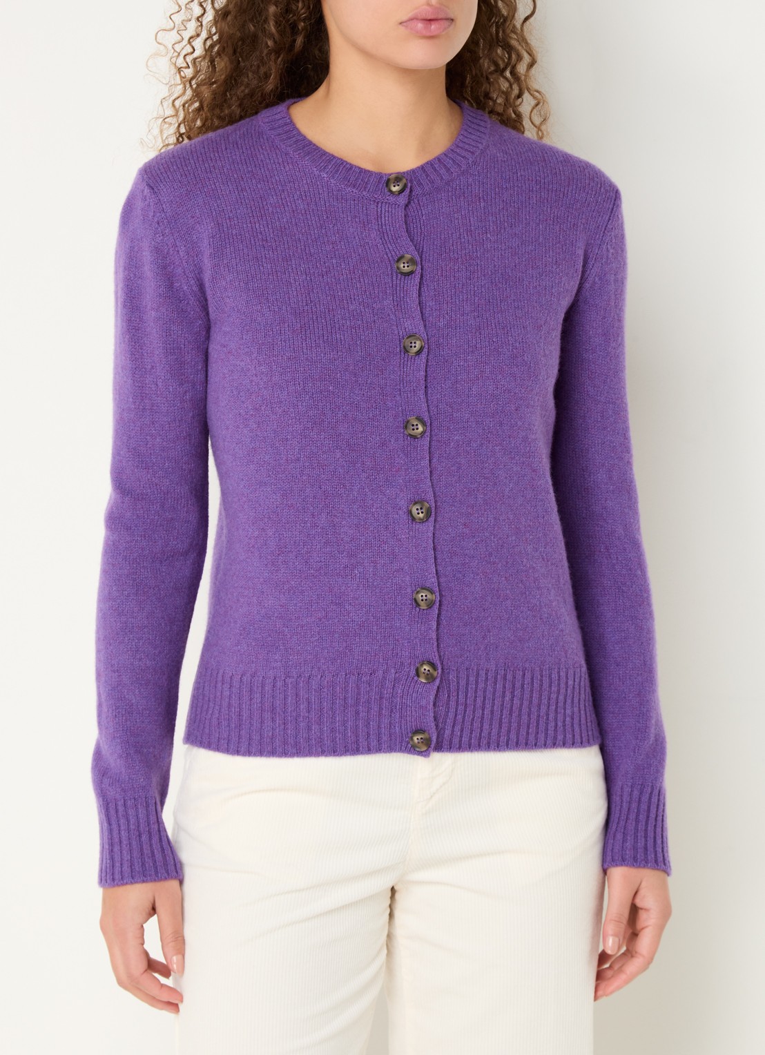 Benetton Fijngebreid vest van wol met ronde hals - detail 2 violet
