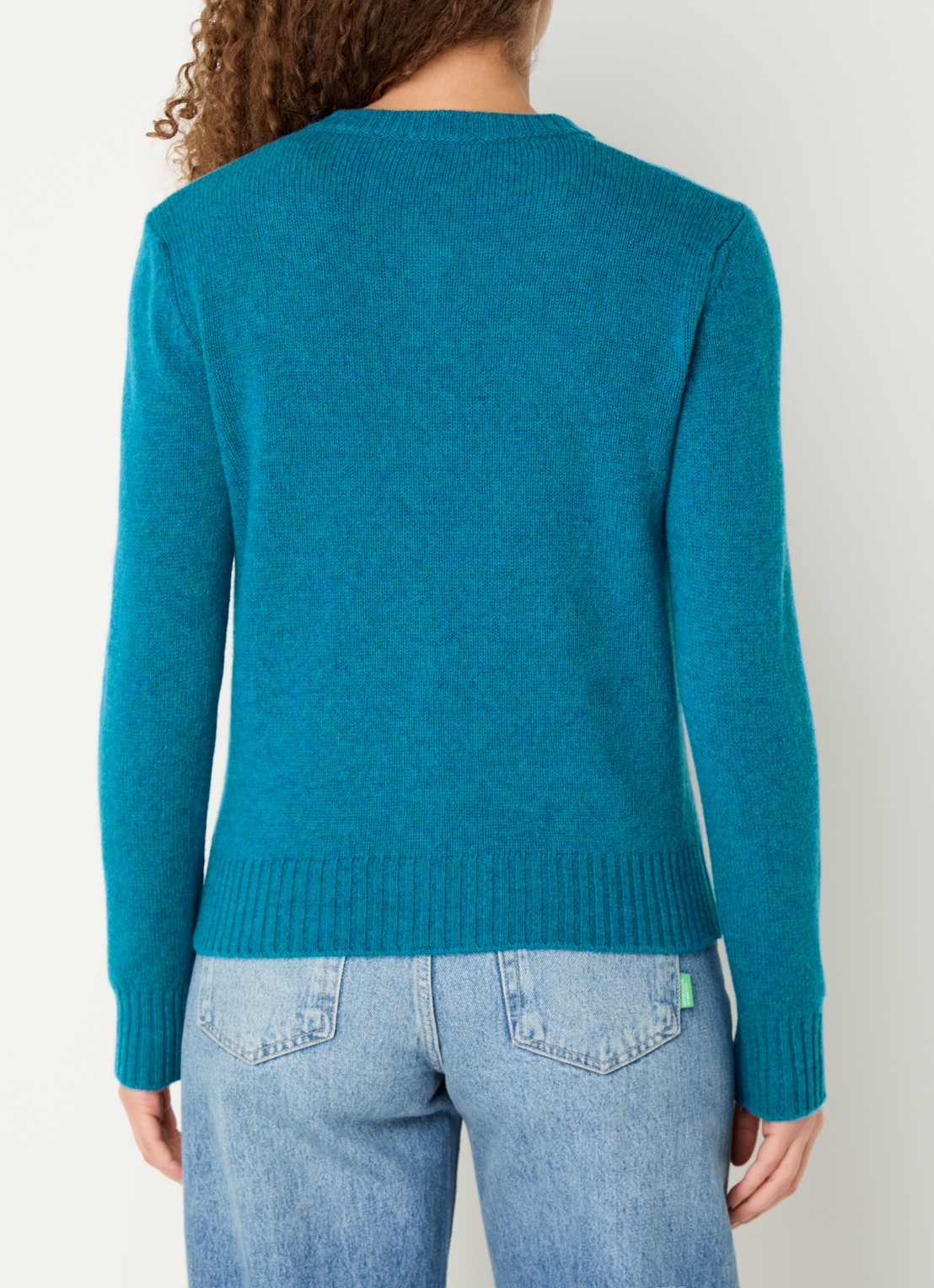 Benetton Fijngebreid vest van wol met ronde hals - achterkant blauw