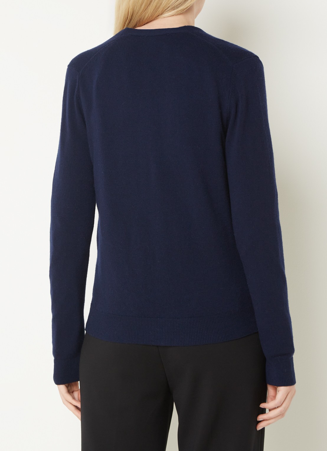 Benetton Fijngebreid vest van wol met stretch - achterkant 4 donkerblauw