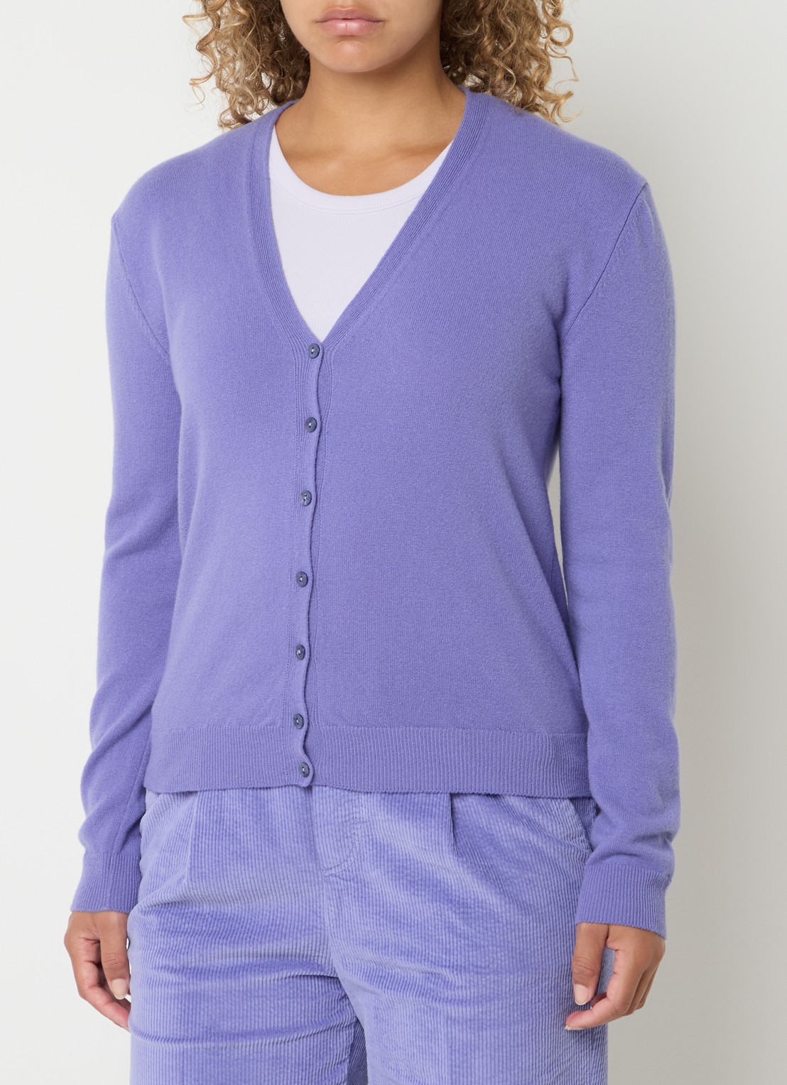 Benetton Fijngebreid vest van wol met stretch - detail 2 lavendel