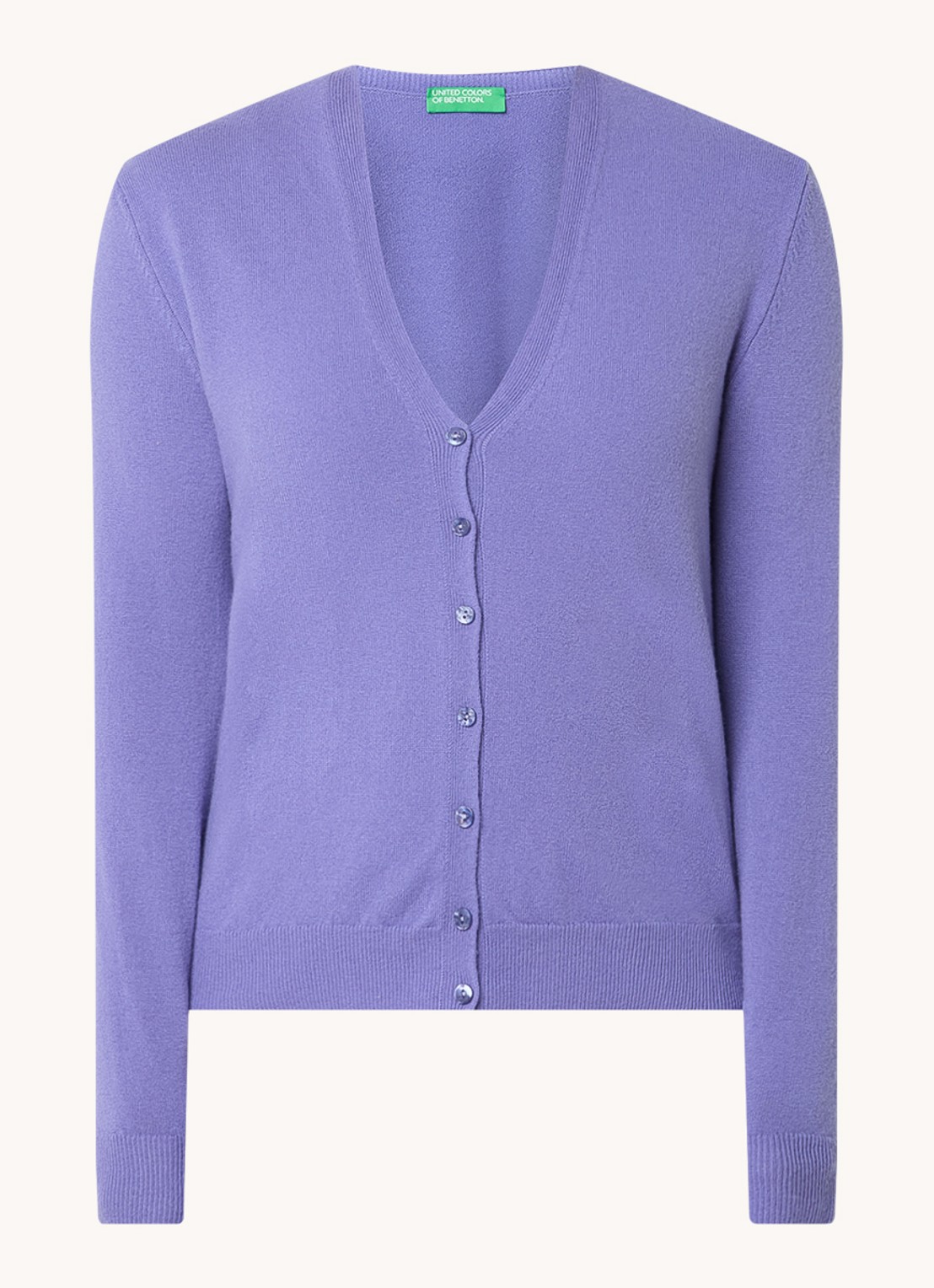 Benetton Fijngebreid vest van wol met stretch - voorkant 4 lavendel