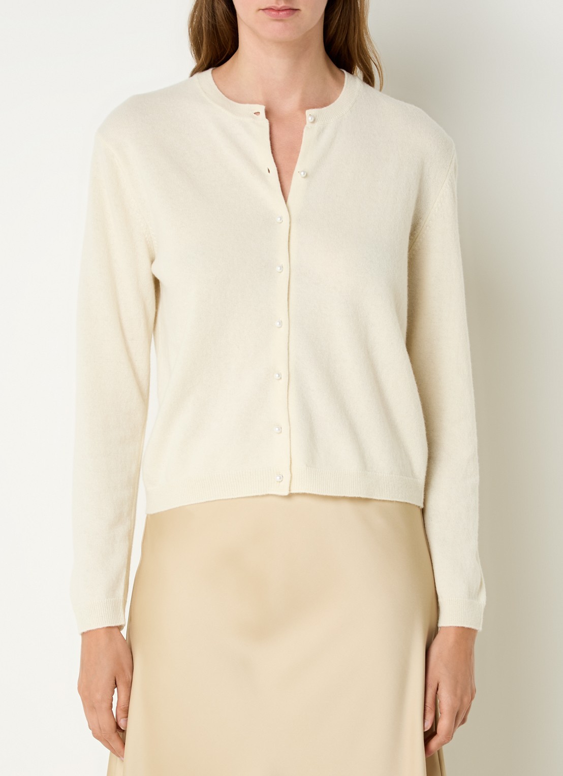 Benetton Fijngebreid vest van wol - detail 4 creme