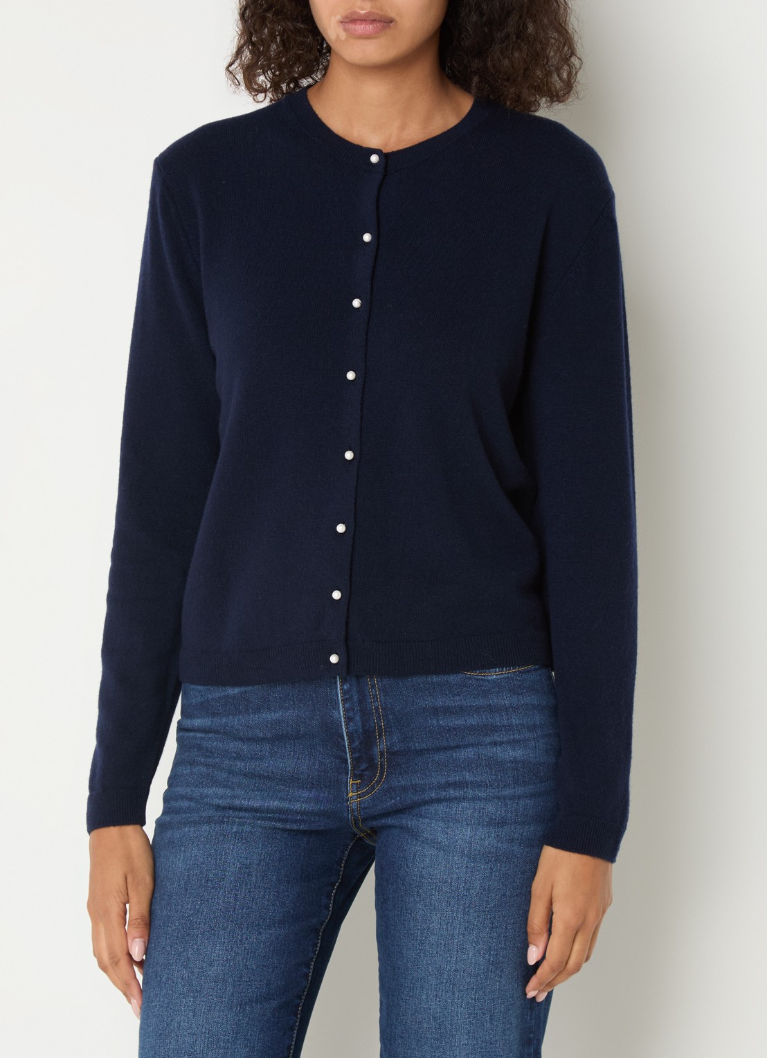 Benetton Fijngebreid vest van wol - detail 4 donkerblauw