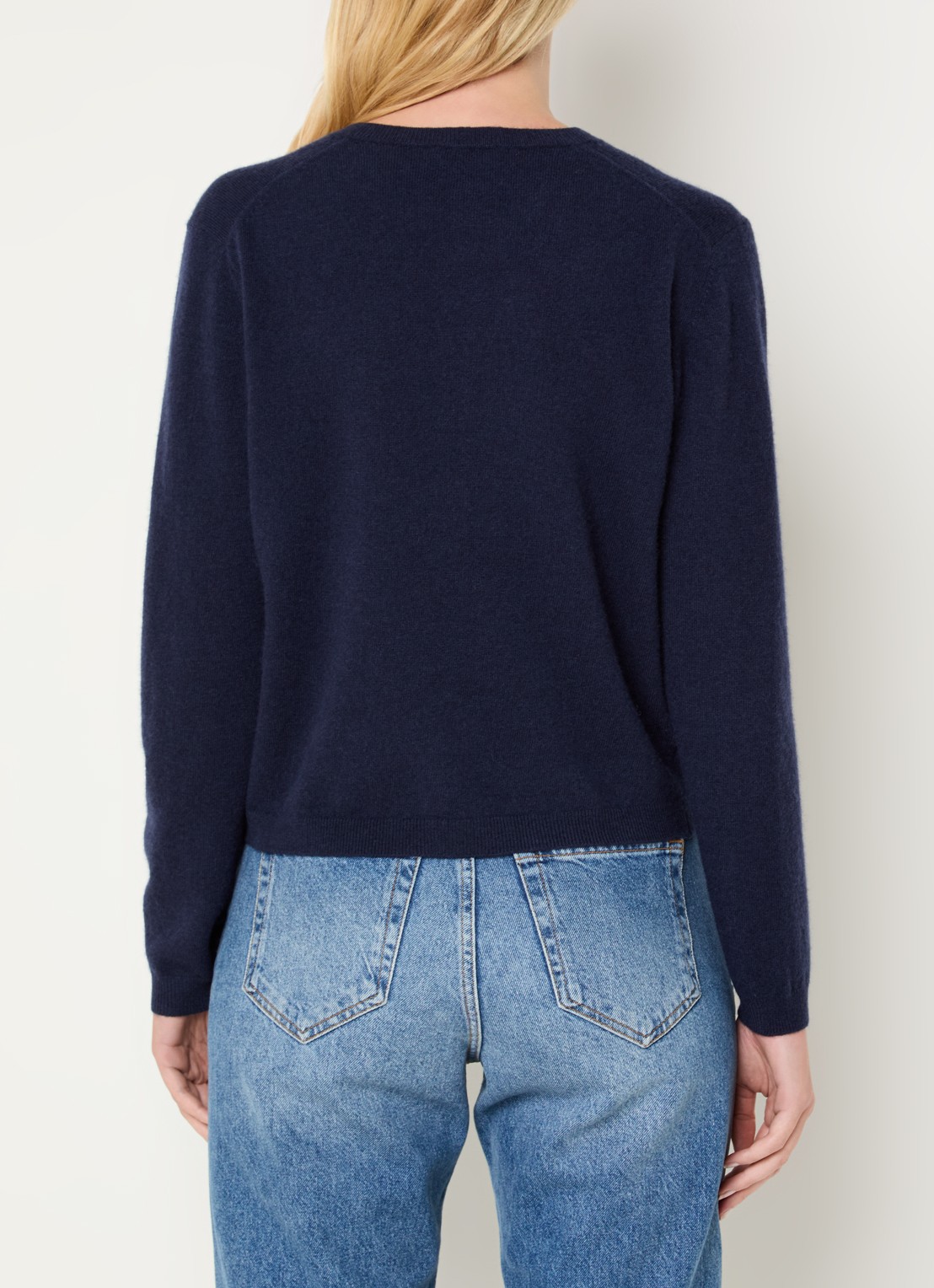 Benetton Fijngebreid vest van wol - achterkant blauw