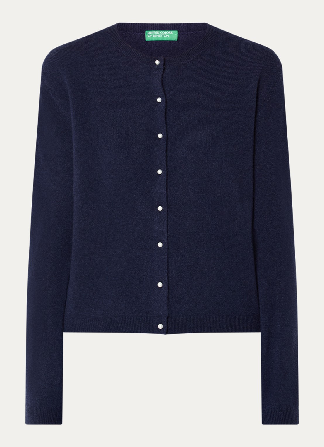 Benetton Fijngebreid vest van wol - voorkant 2 blauw