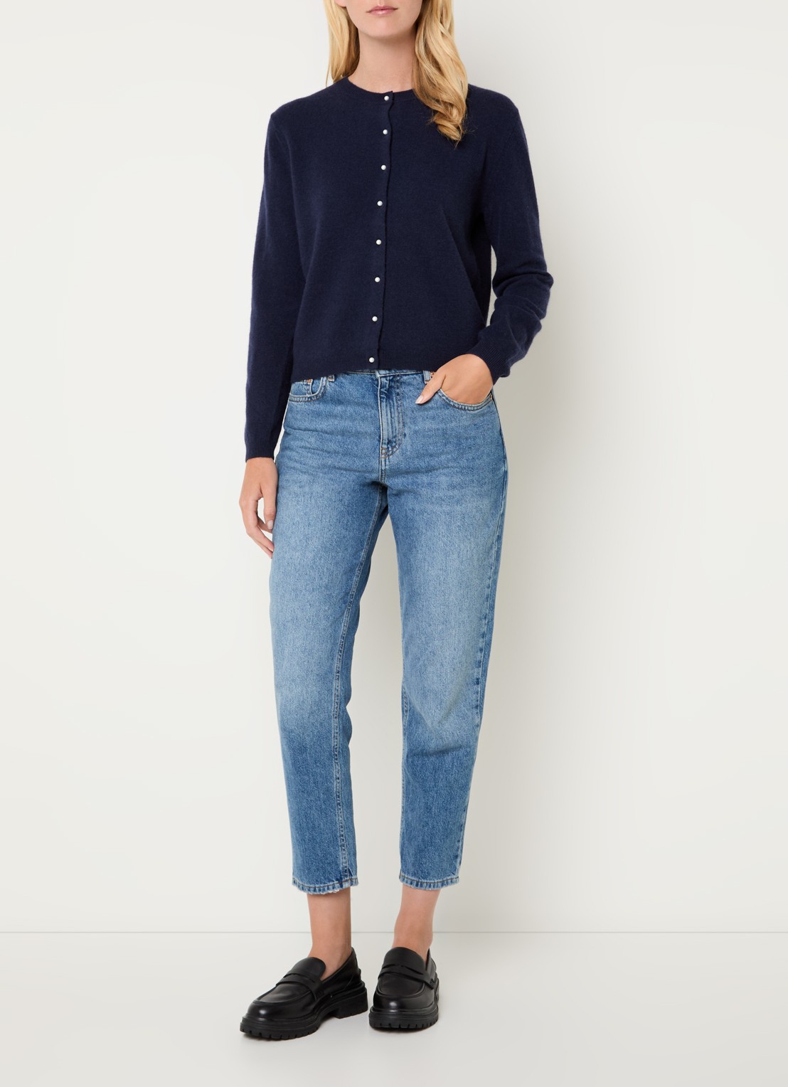 Benetton Fijngebreid vest van wol - voorkant 3 blauw