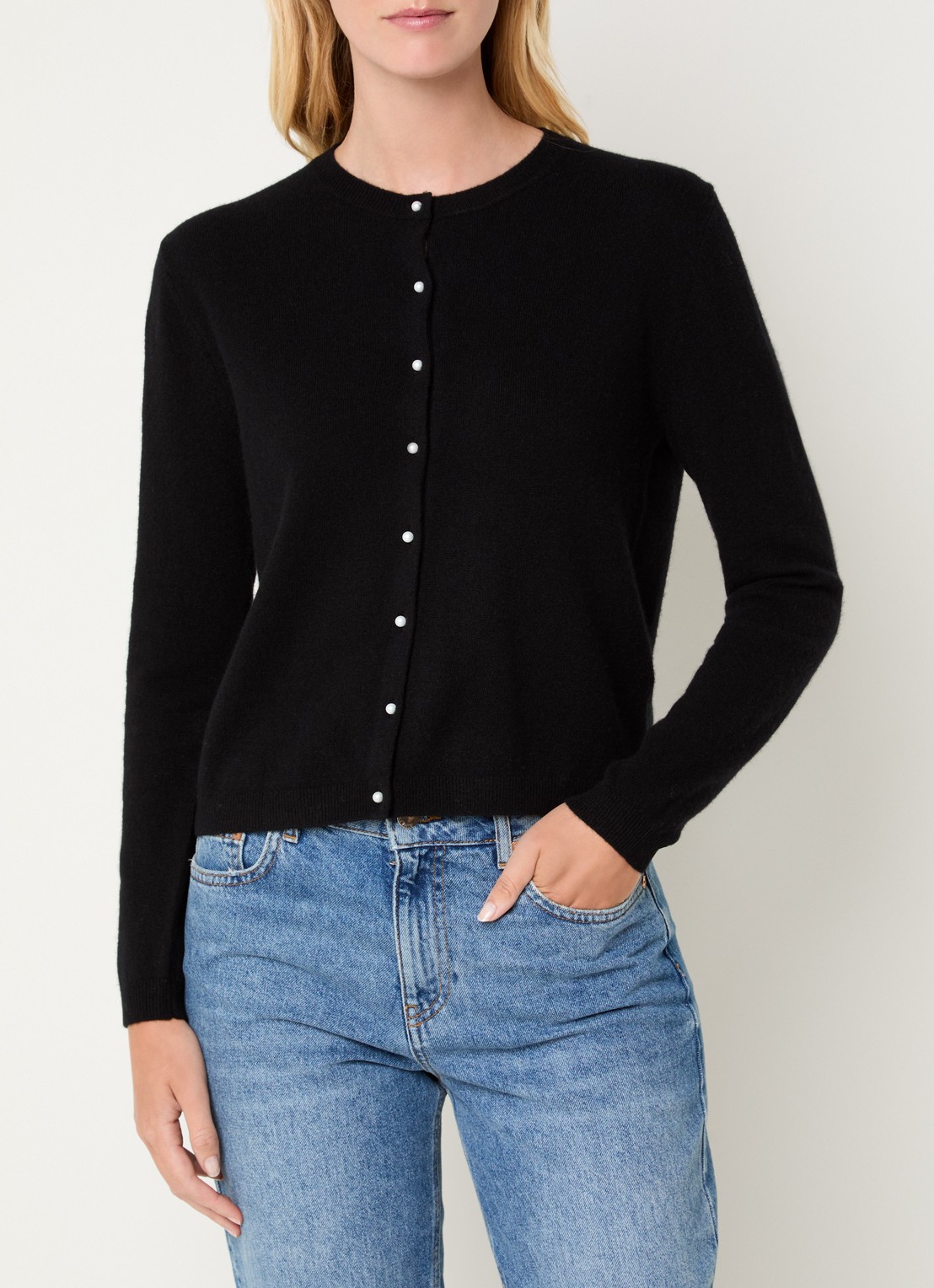Benetton Fijngebreid vest van wol - detail 2 zwart