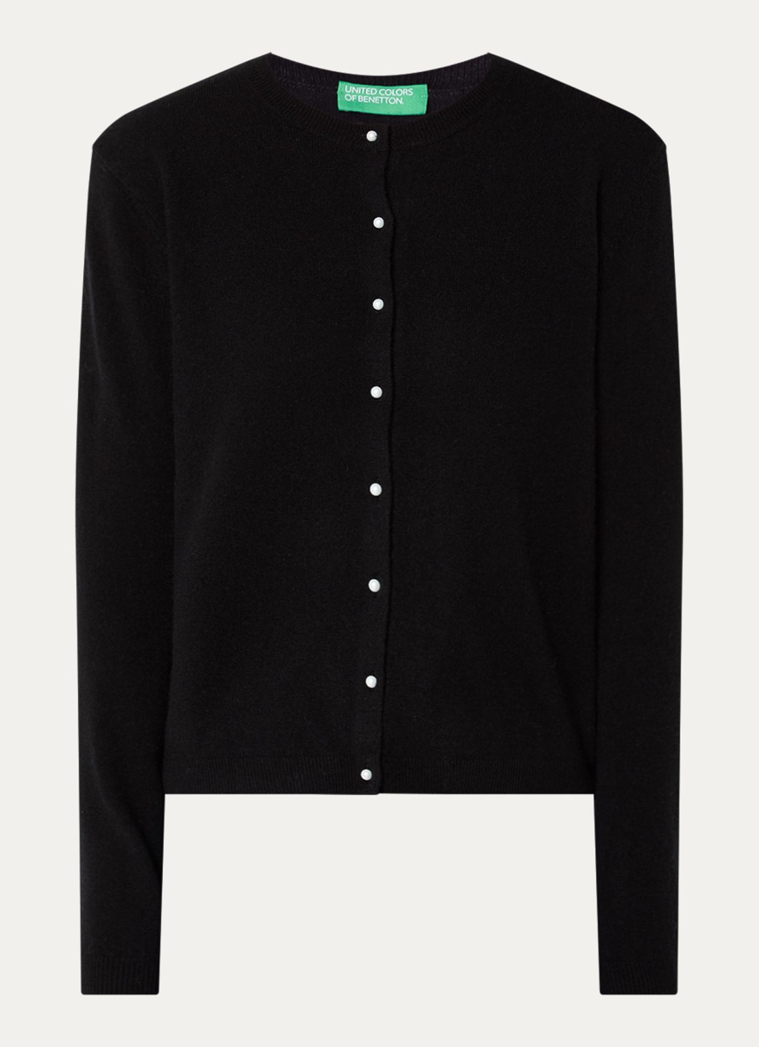Benetton Fijngebreid vest van wol - voorkant 3 zwart