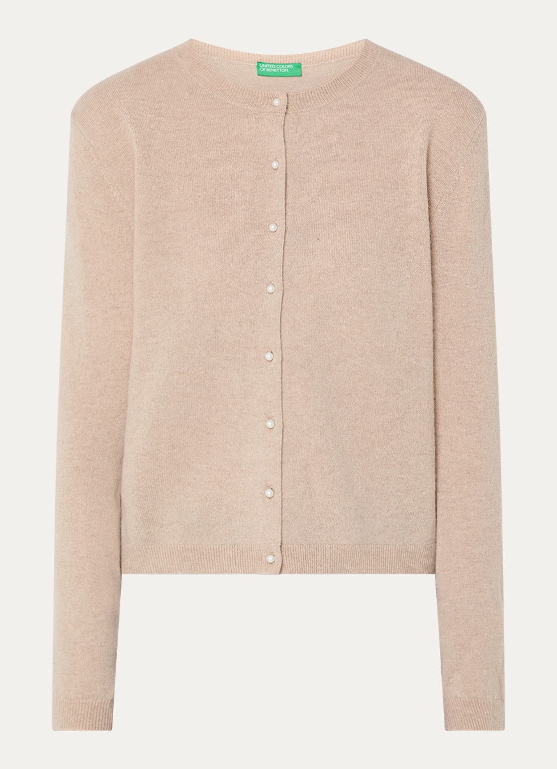 Benetton Fijngebreid vest van wol - voorkant 3 camel