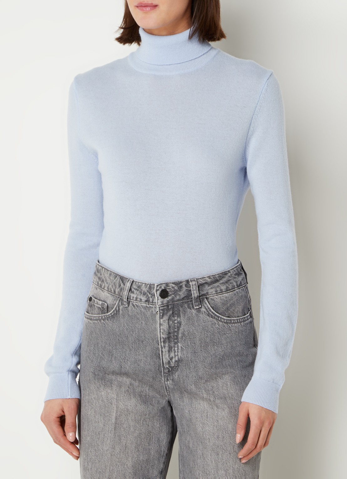 Benetton Fijngebreide coltrui van merino wol - detail 4 lichtblauw