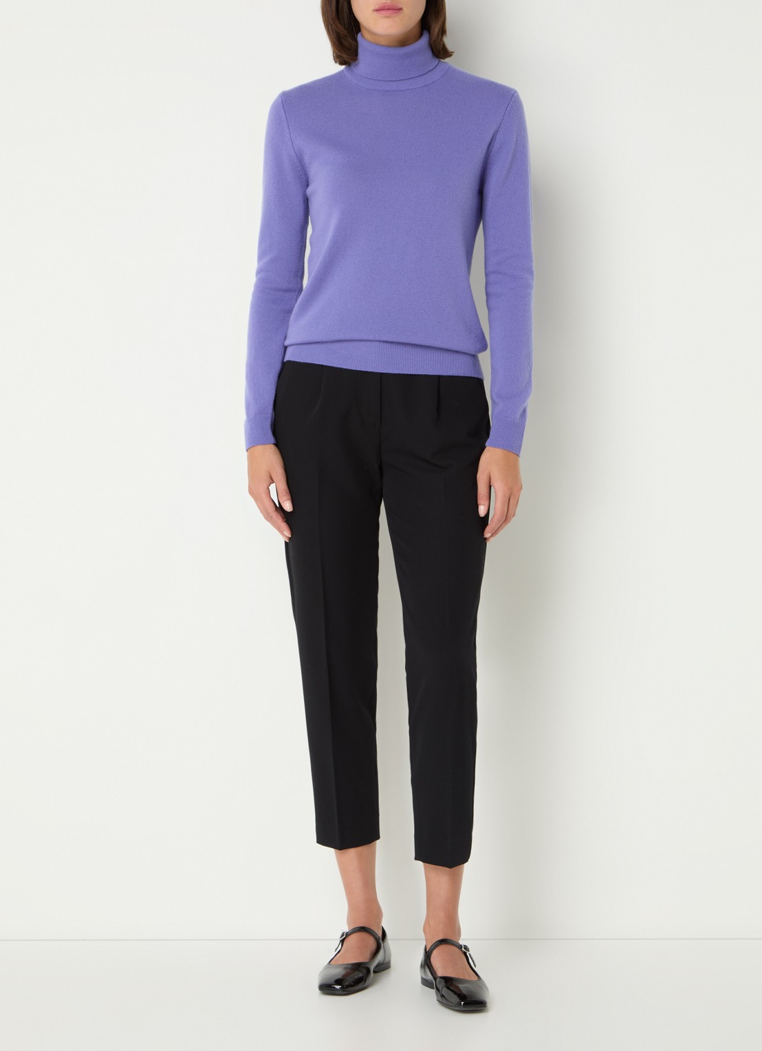 Benetton Fijngebreide coltrui van merino wol - voorkant 3 violet