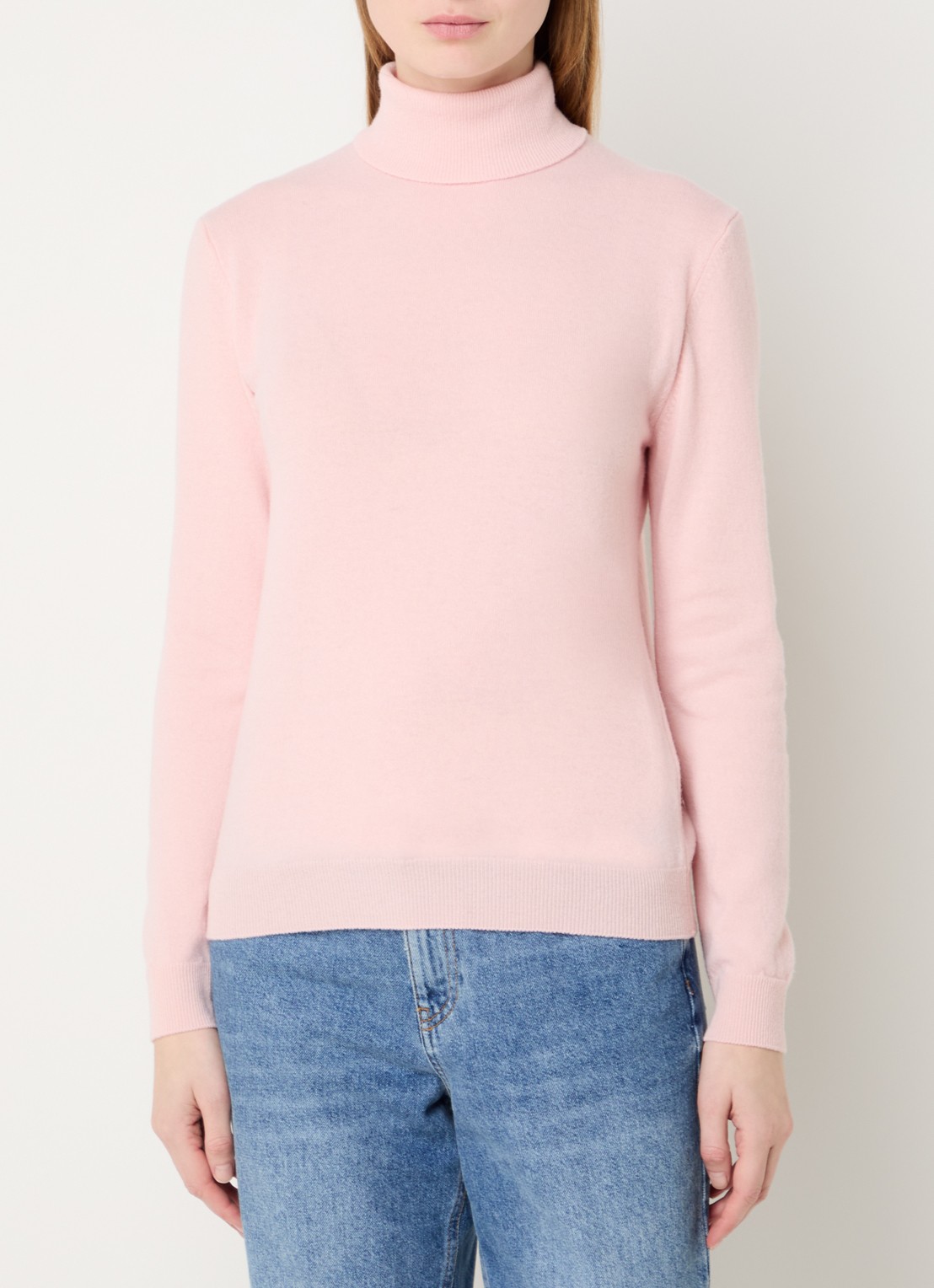 Benetton Fijngebreide coltrui van merino wol - detail 3 oudroze