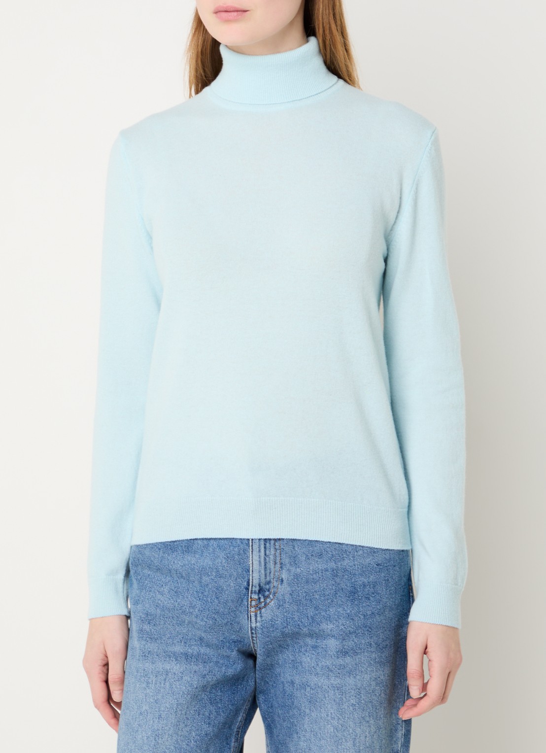 Benetton Fijngebreide coltrui van merino wol - detail 5 lichtblauw