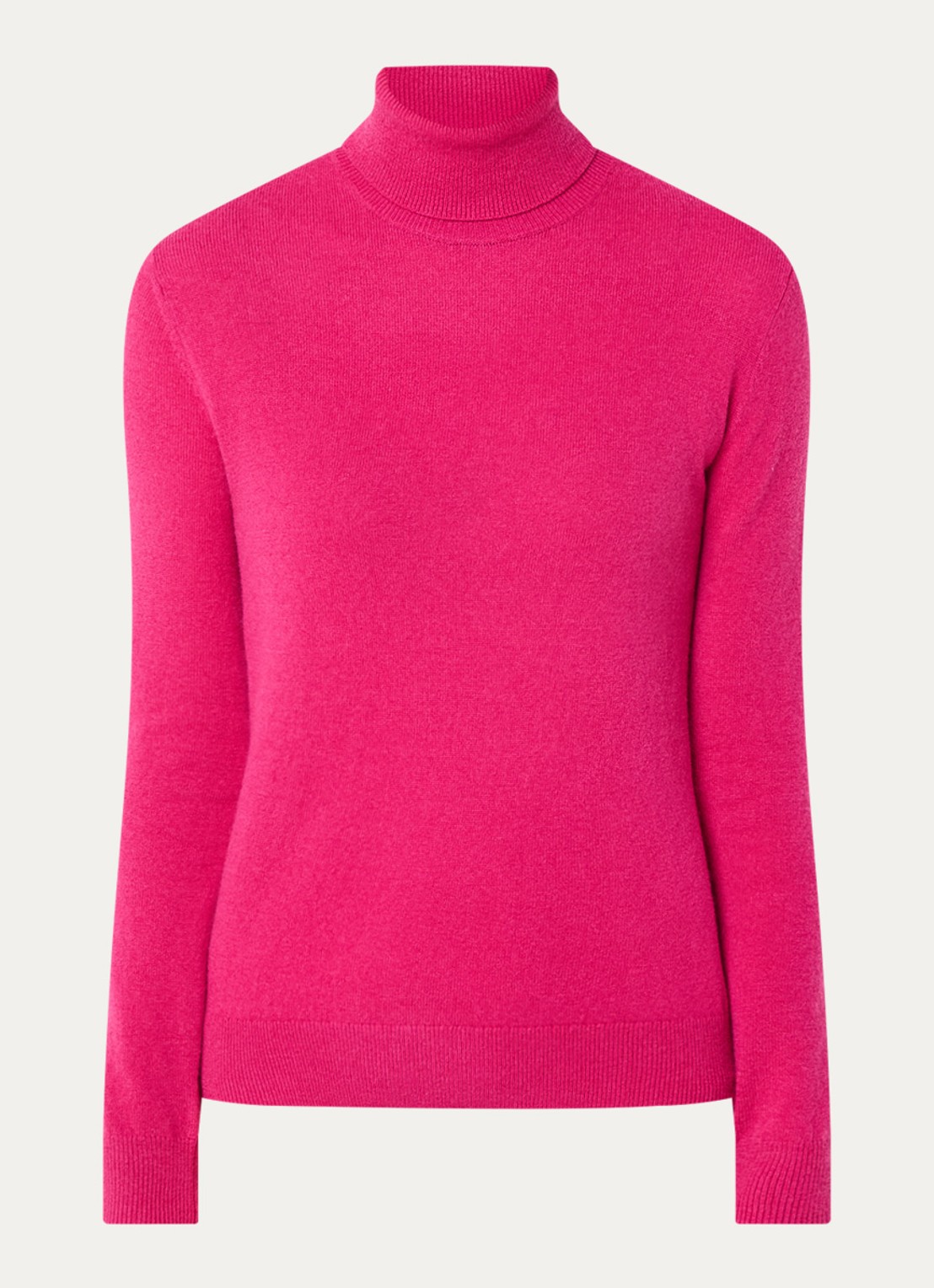 Benetton Fijngebreide coltrui van merino wol - voorkant fuchsia