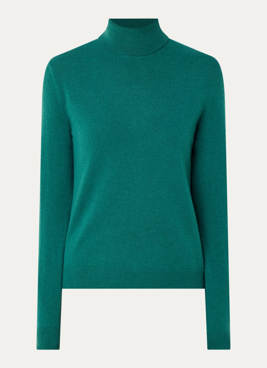 Benetton Fijngebreide coltrui van merino wol - voorkant zeegroen