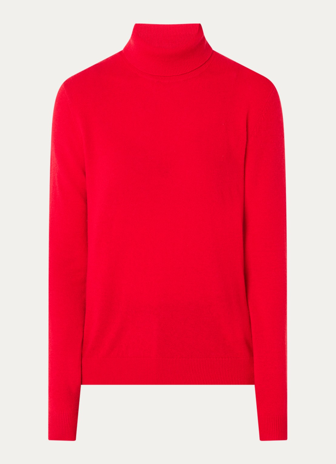 Benetton Fijngebreide coltrui van merino wol - voorkant rood