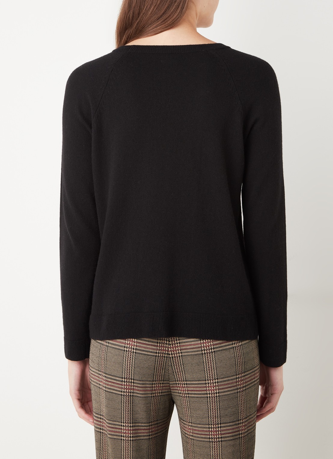 Benetton Fijngebreide pullover in kasjmierblend met ronde hals  - achterkant 3 zwart