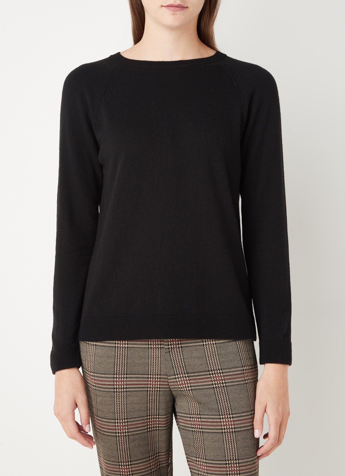 Benetton Fijngebreide pullover in kasjmierblend met ronde hals  - detail 4 zwart