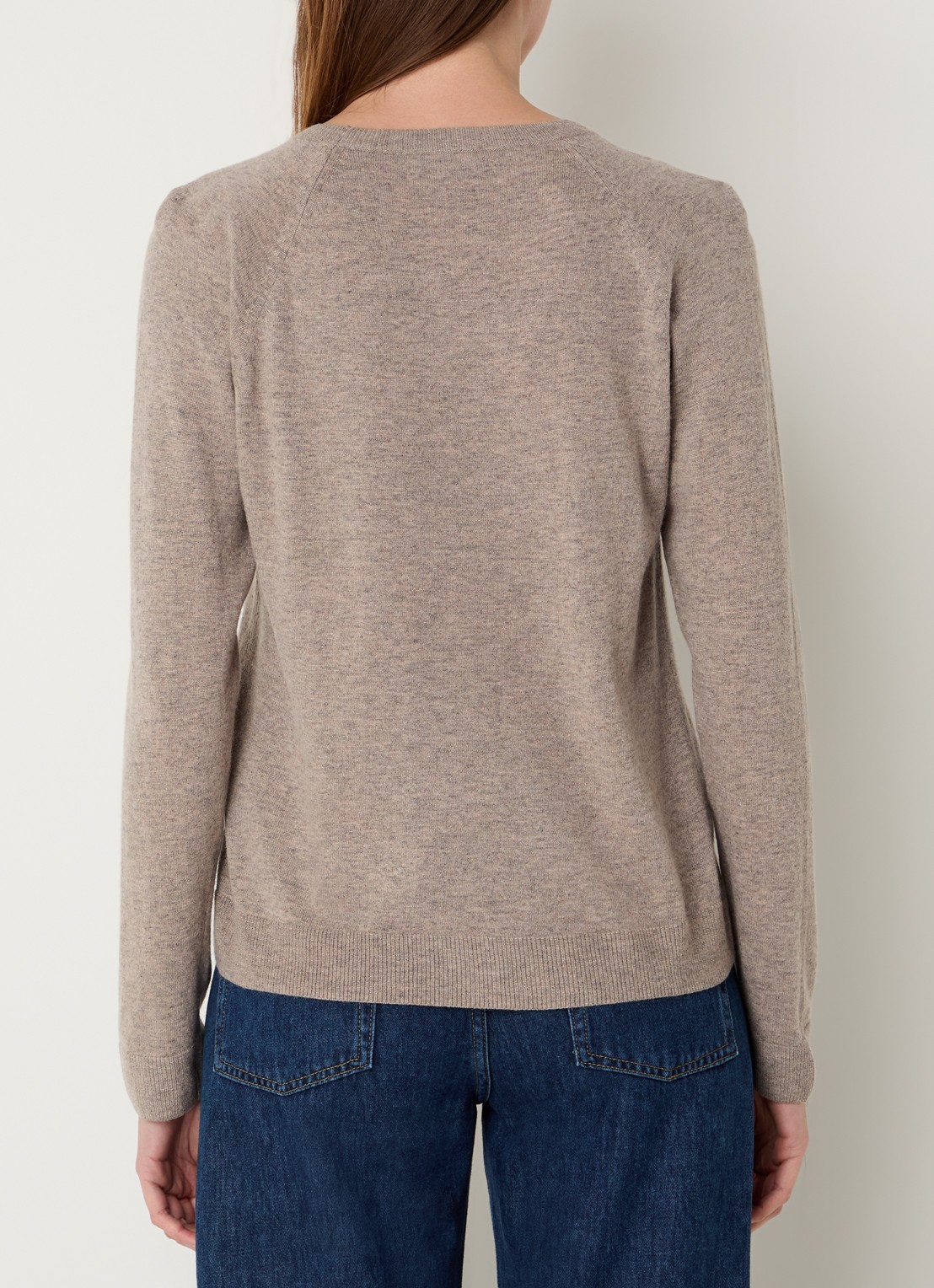 Benetton Fijngebreide pullover in kasjmierblend met ronde hals  - achterkant 4 taupe
