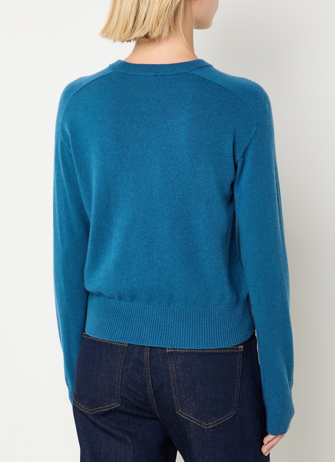 Benetton Fijngebreide pullover in kasjmierblend met ronde hals - achterkant blauw