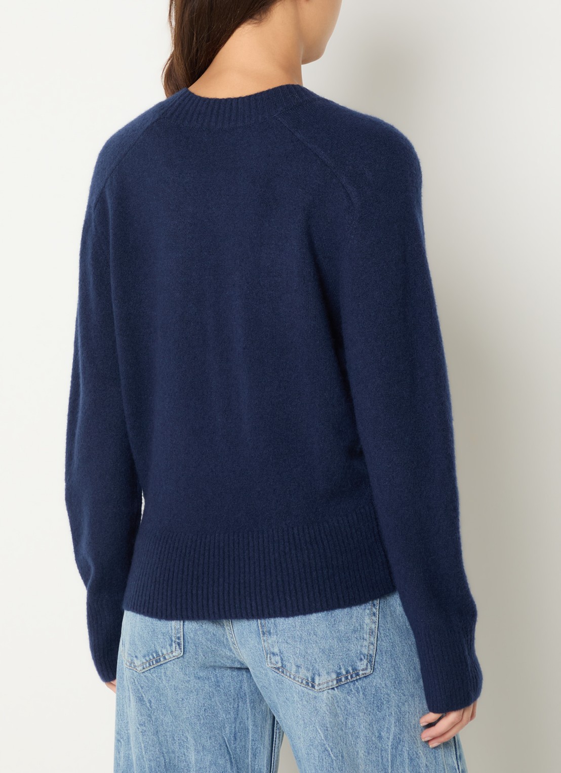 Benetton Fijngebreide pullover in wolblend met V-hals - achterkant 3 donkerblauw