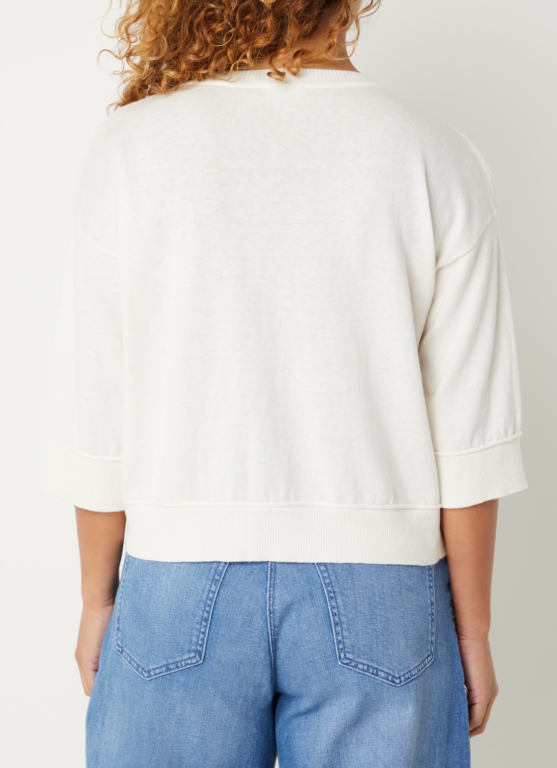 Benetton Fijngebreide pullover in wolblend - achterkant creme