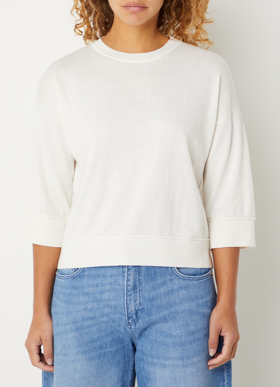 Benetton Fijngebreide pullover in wolblend - detail 4 creme