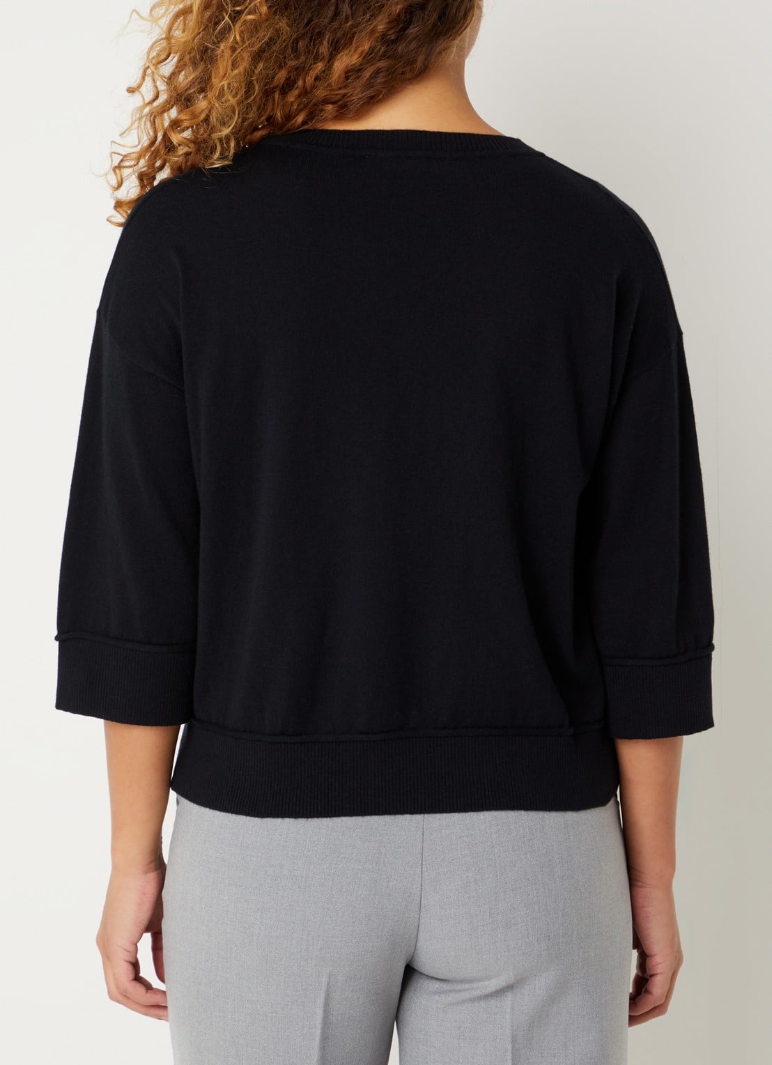 Benetton Fijngebreide pullover in wolblend - achterkant 4 zwart