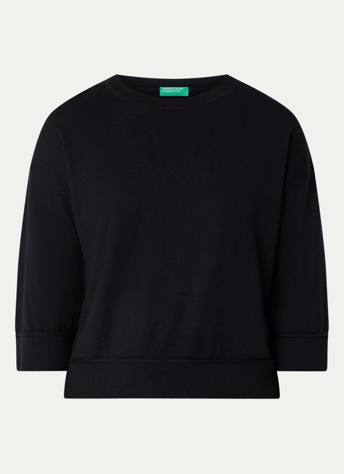 Benetton Fijngebreide pullover in wolblend - voorkant zwart