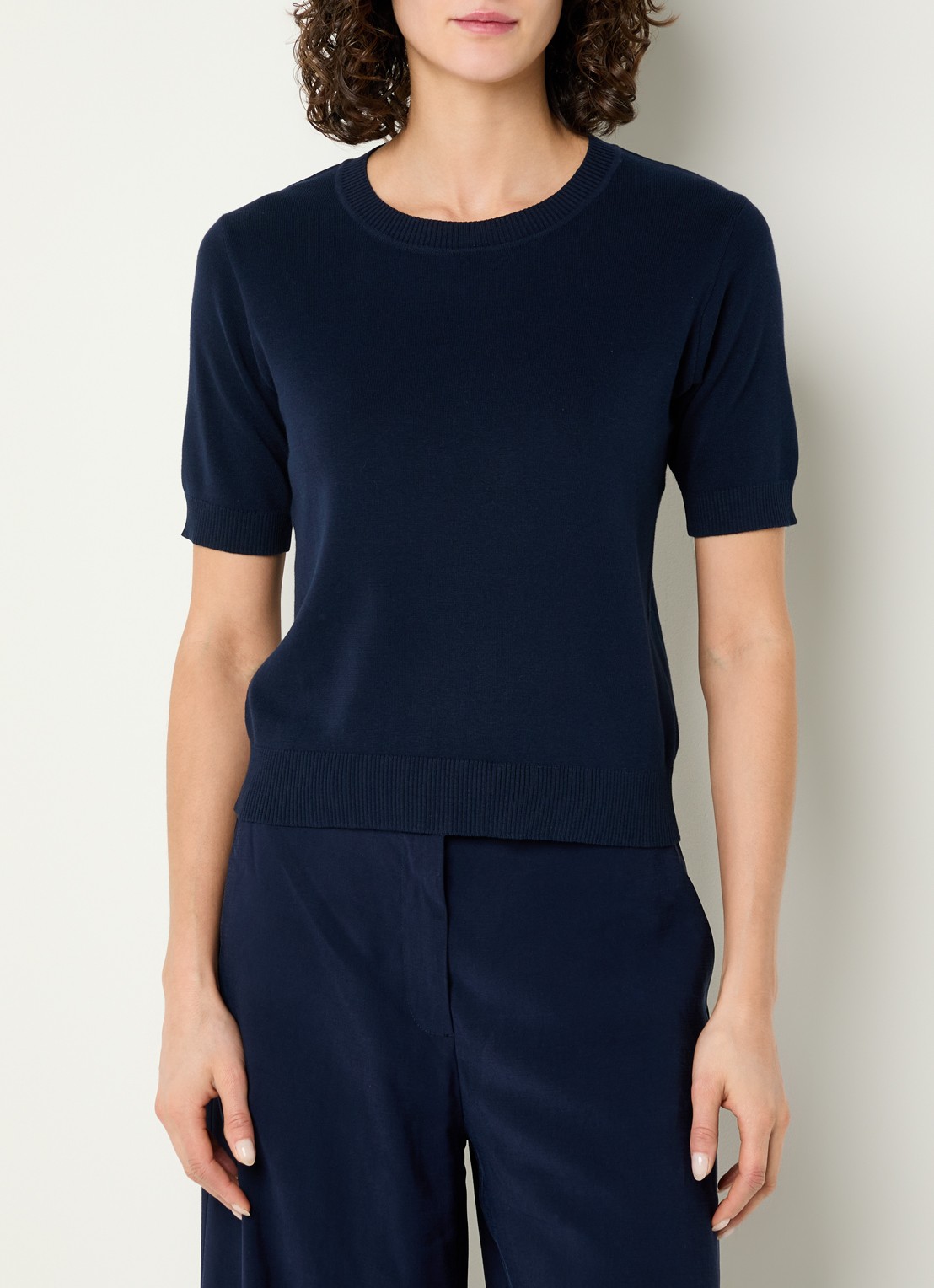 Benetton Fijngebreide pullover met ronde hals  - detail 2 donkerblauw