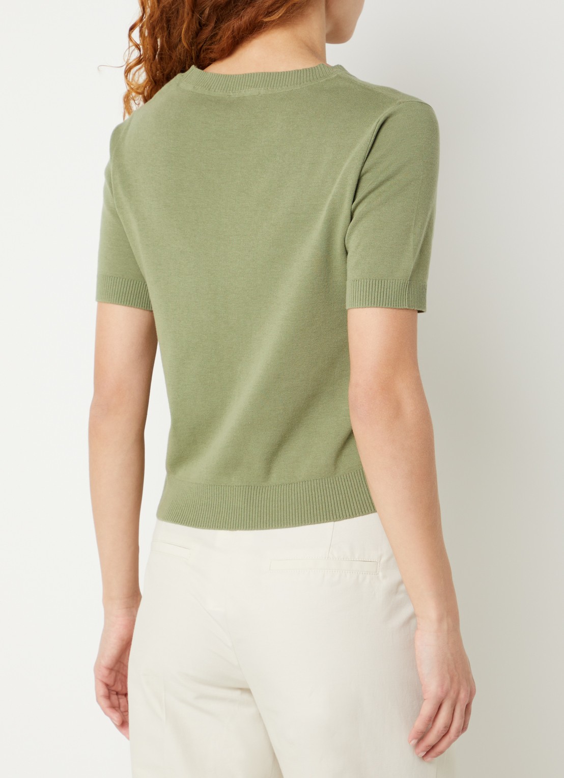 Benetton Fijngebreide pullover met ronde hals  - achterkant 4 groen