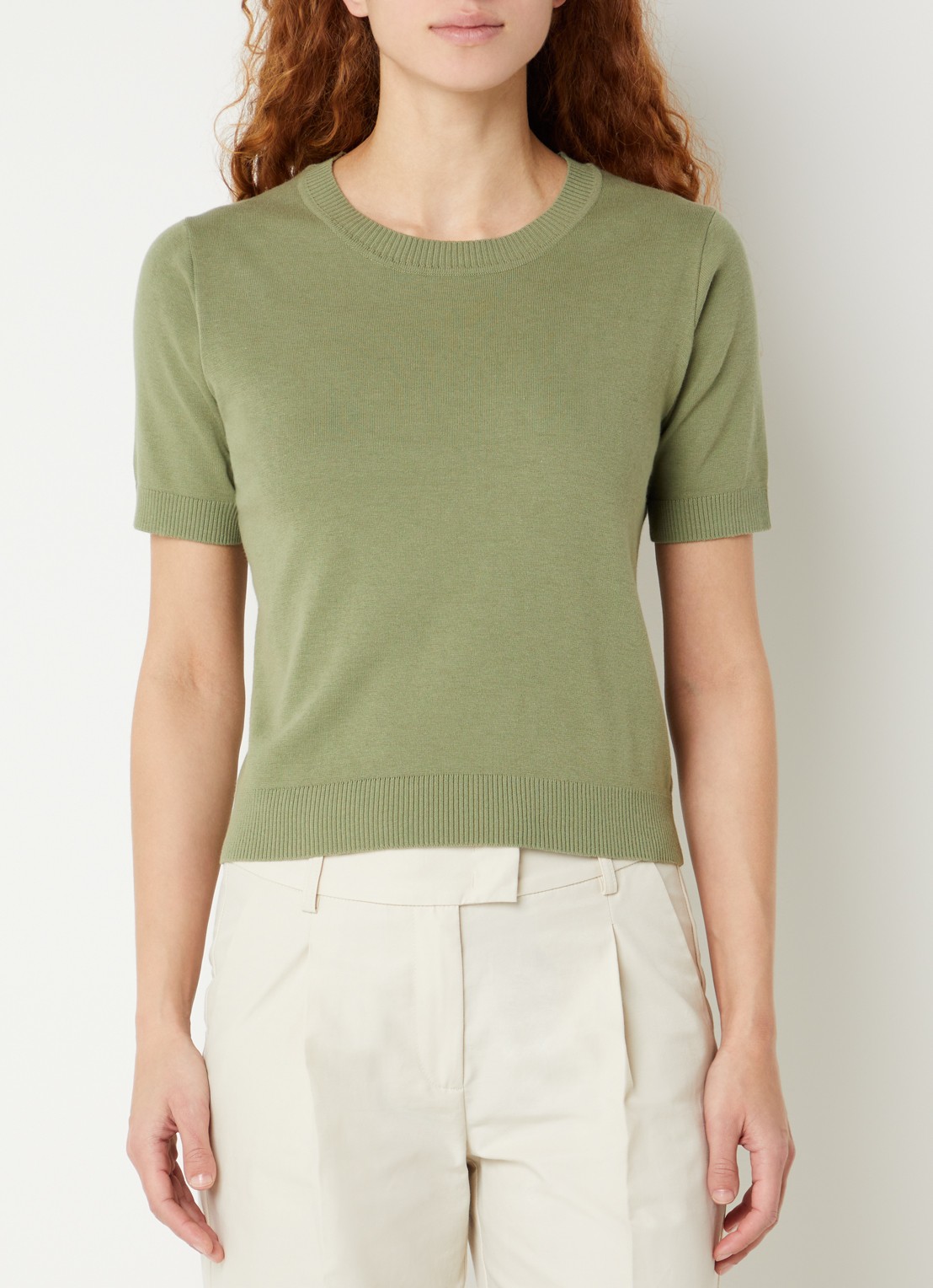 Benetton Fijngebreide pullover met ronde hals  - detail 3 groen