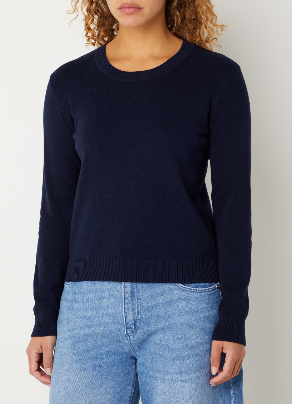 Benetton Fijngebreide pullover met ronde hals - detail 4 donkerblauw