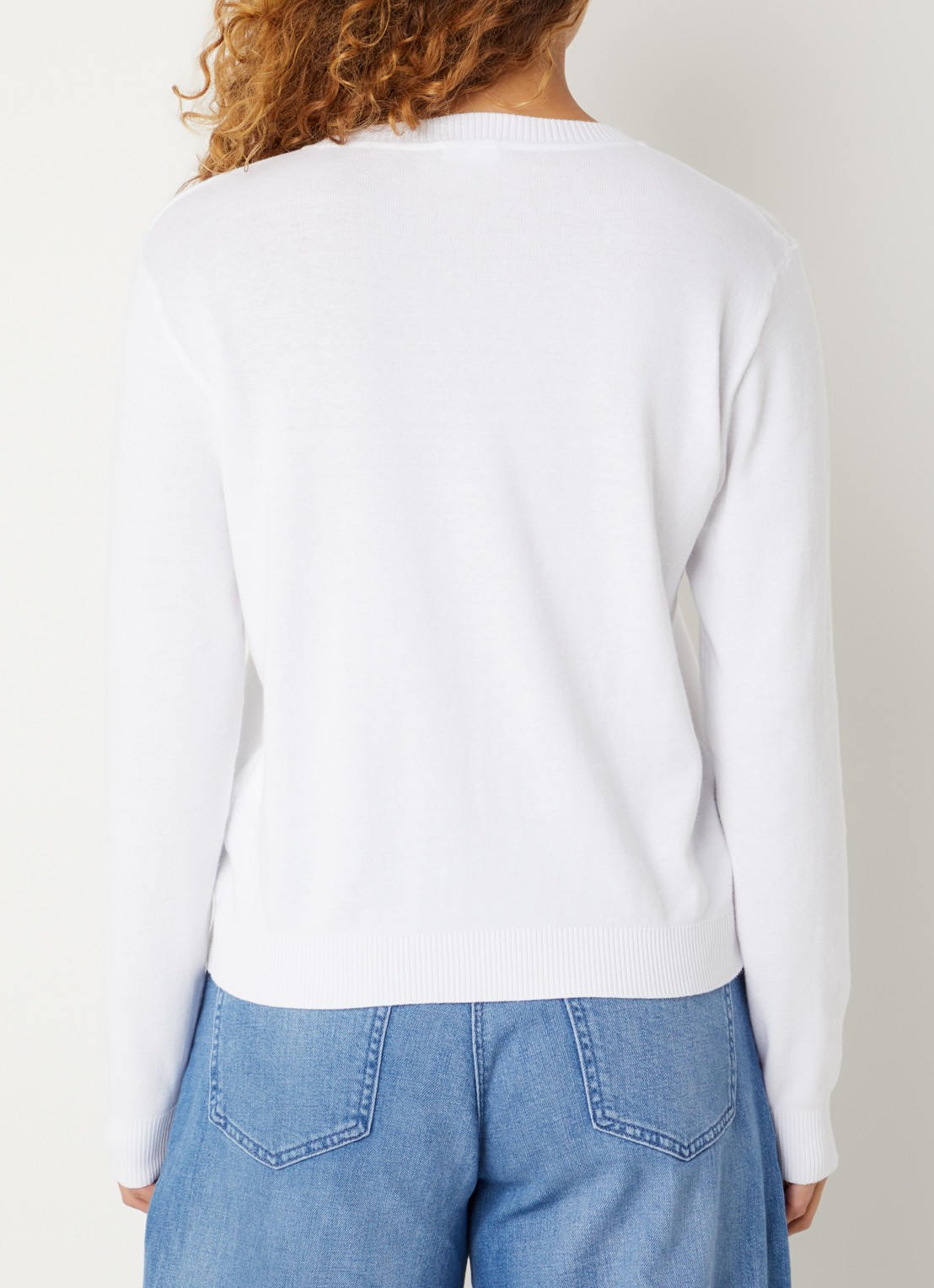 Benetton Fijngebreide pullover met ronde hals - achterkant gebroken wit