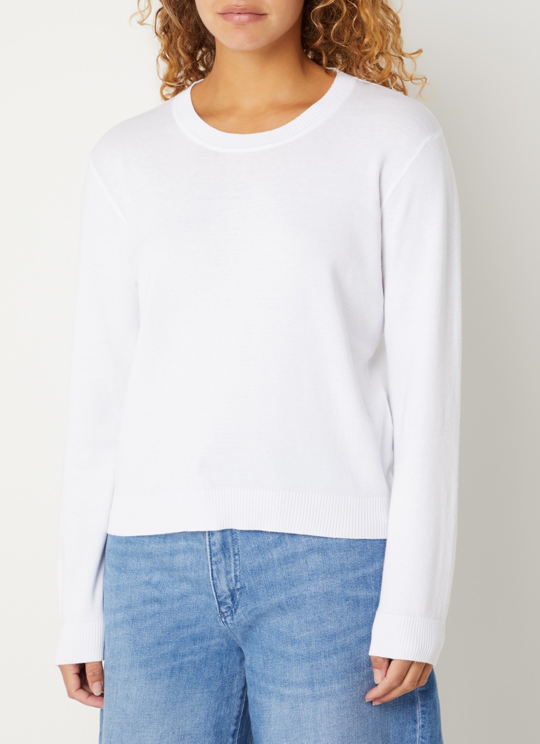 Benetton Fijngebreide pullover met ronde hals - detail 2 gebroken wit