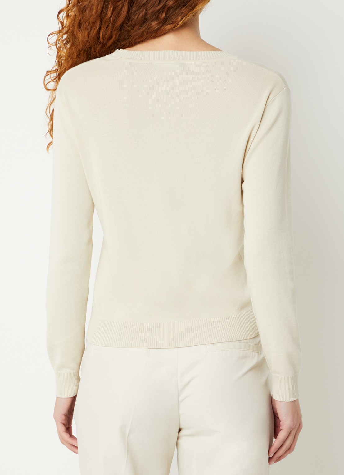 Benetton Fijngebreide pullover met ronde hals - achterkant zand