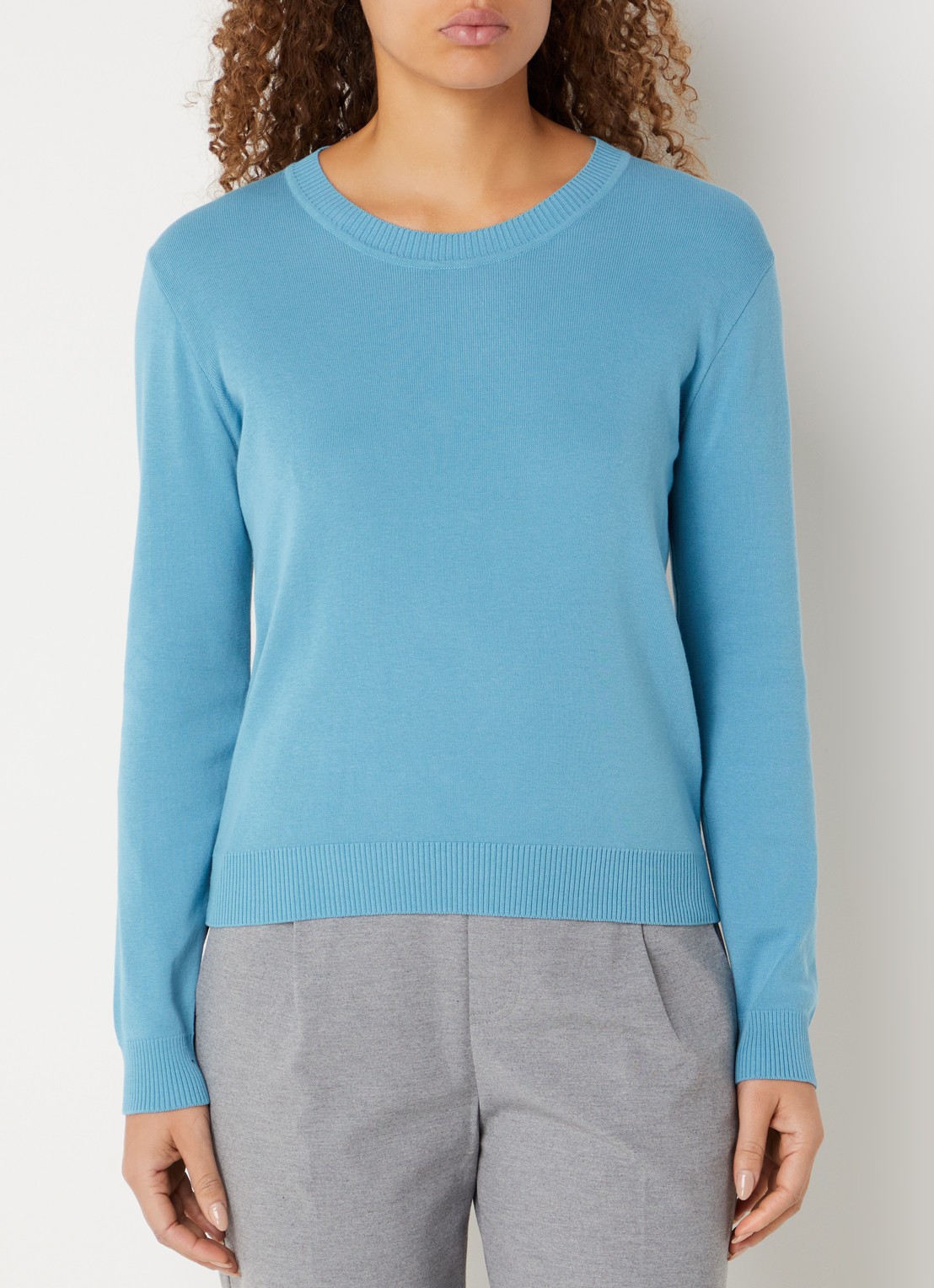 Benetton Fijngebreide pullover met ronde hals - detail 4 aquablauw